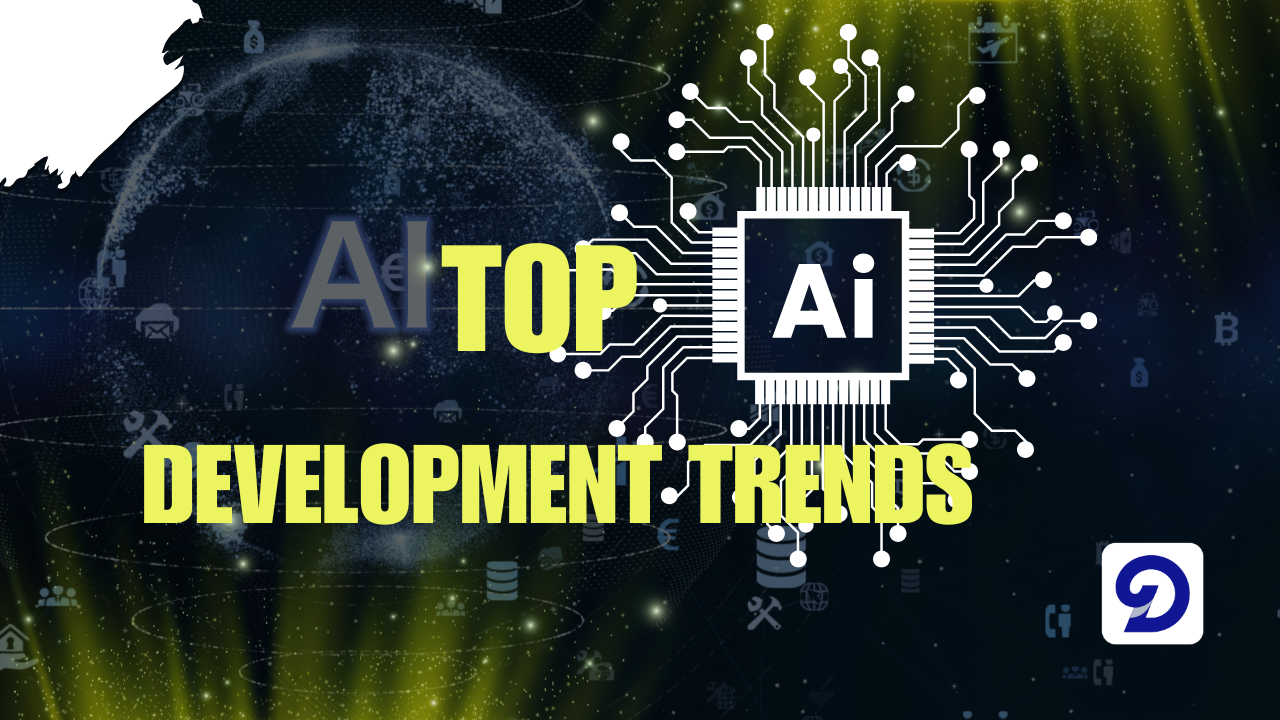 Graphic showing the Top AI development trends in 2025